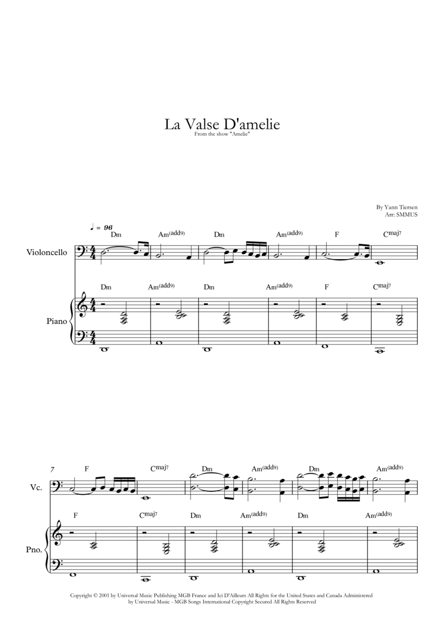 La Valse D'amelie Piano scores gallery preview page 1