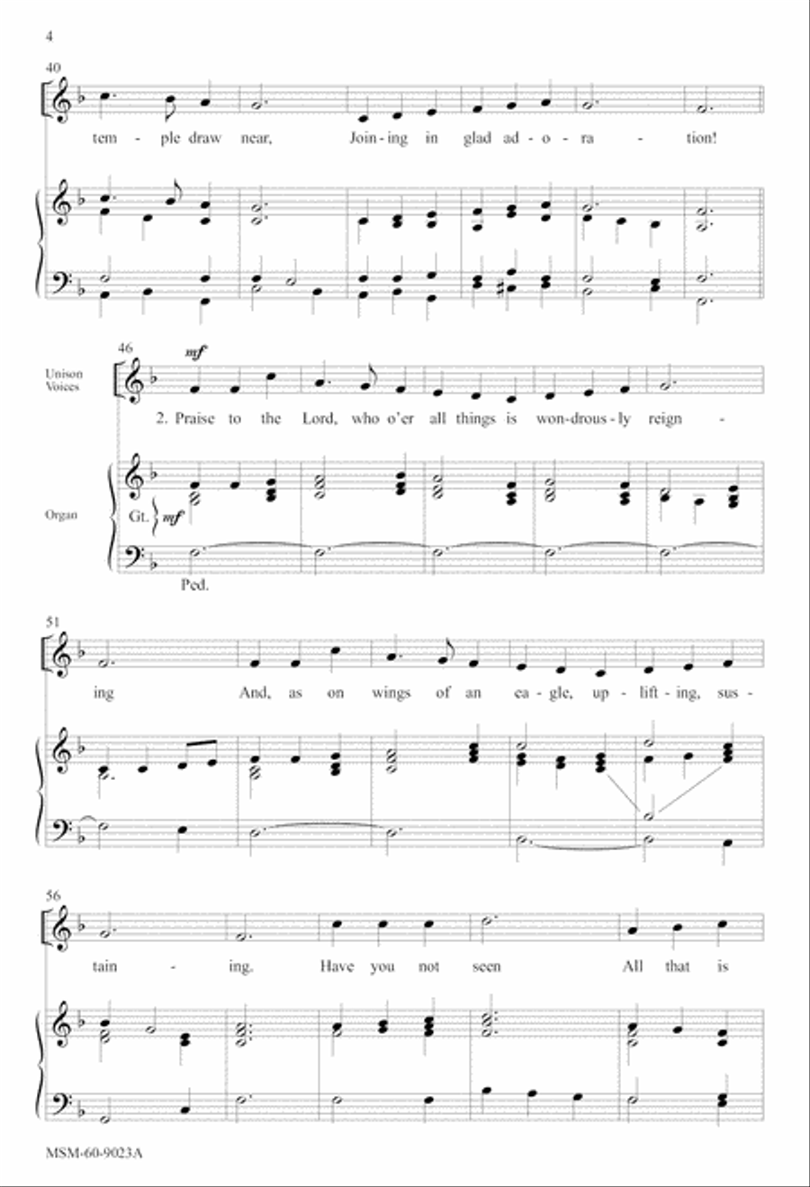 Praise to the Lord the Almighty 4-Part scores gallery preview page 4
