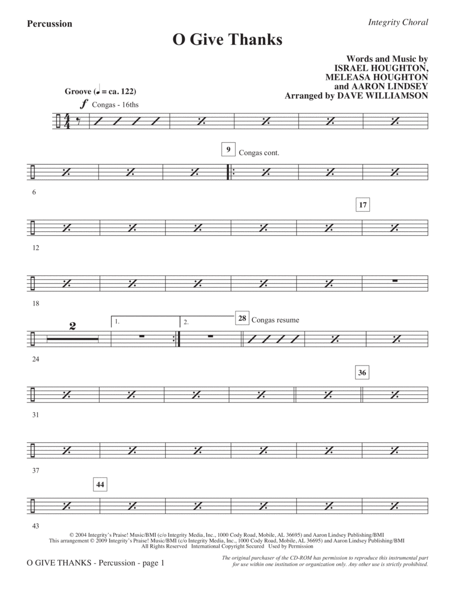 O Give Thanks - Percussion Choir scores gallery preview page 1