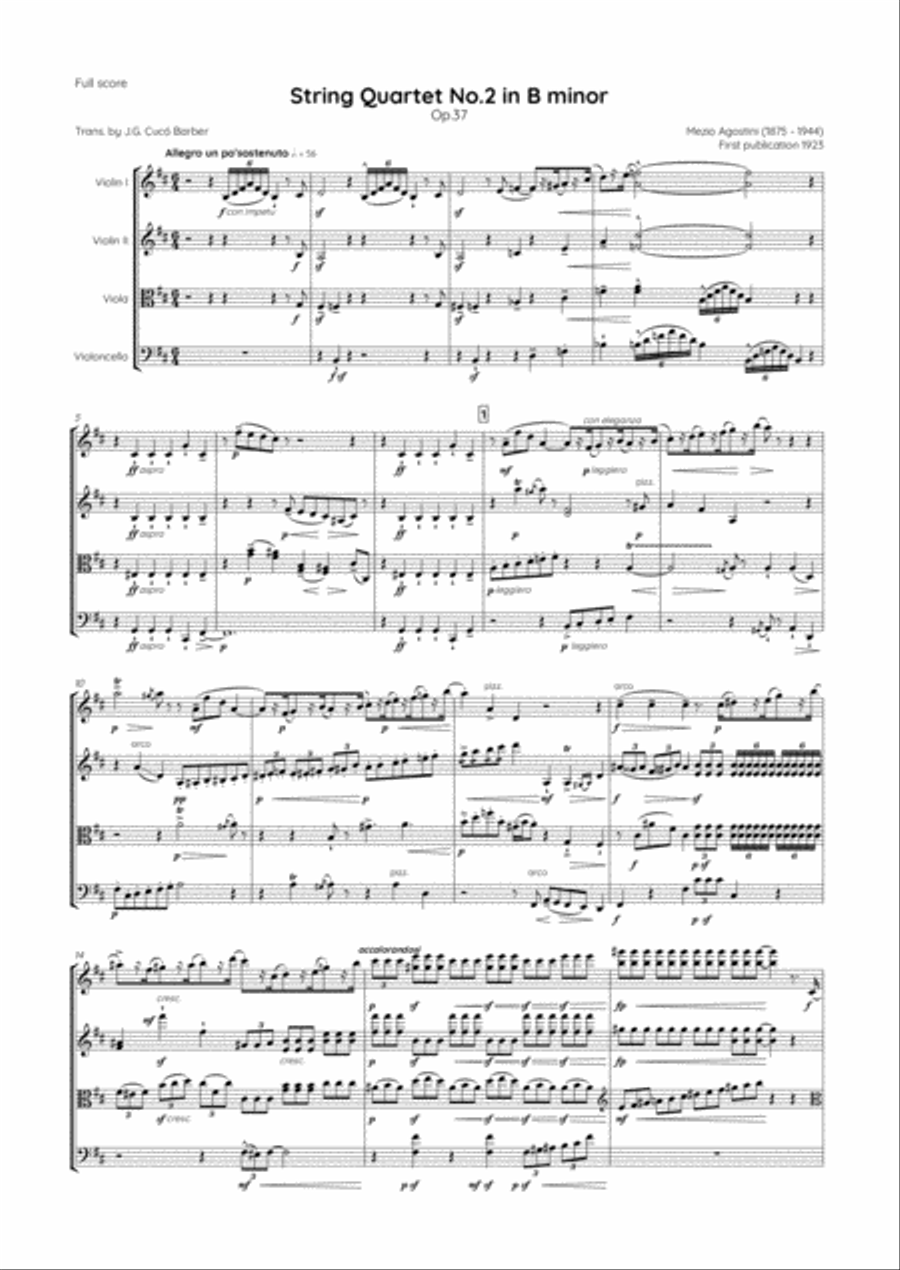Agostini - String Quartet No.2 in B minor, Op.37 String Quartet scores gallery preview page 2