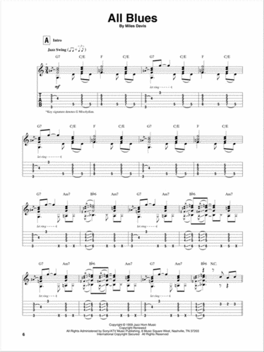 Miles Davis for Solo Guitar Electric Guitar scores gallery preview page 9