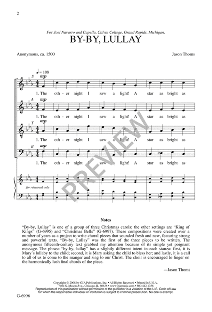 By-by, Lullay 4-Part scores gallery preview page 3