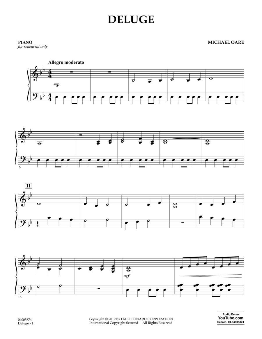 Deluge - Piano Concert Band scores gallery preview page 1
