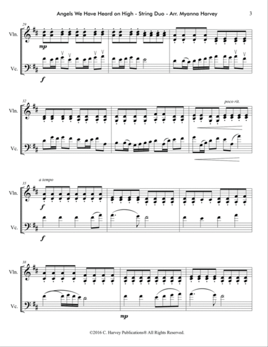 Angels We Have Heard on High for Violin and Cello Duo String Duet scores gallery preview page 5