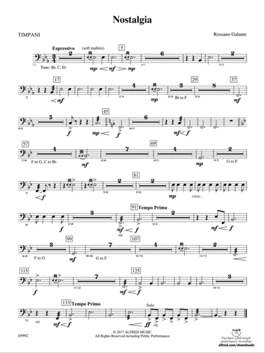 Nostalgia: Timpani Concert Band scores gallery preview page 1