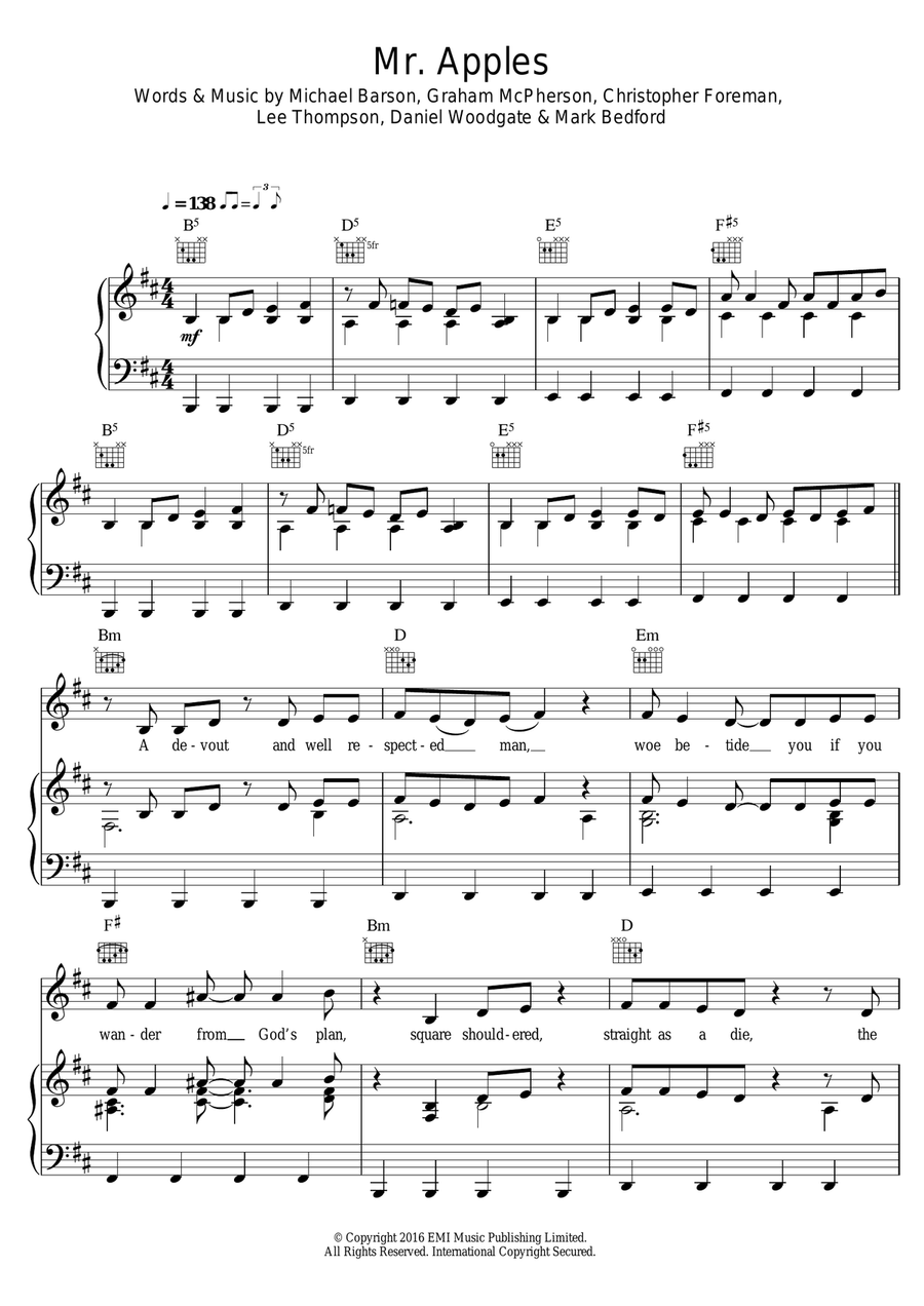 Mr Apples Piano, Vocal scores gallery preview page 1