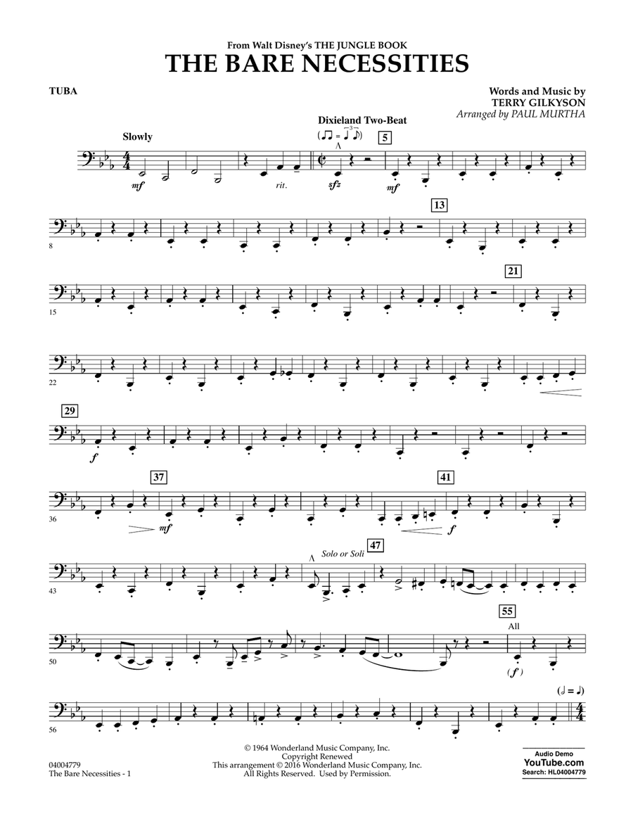 The Bare Necessities - Tuba Concert Band scores gallery preview page 1