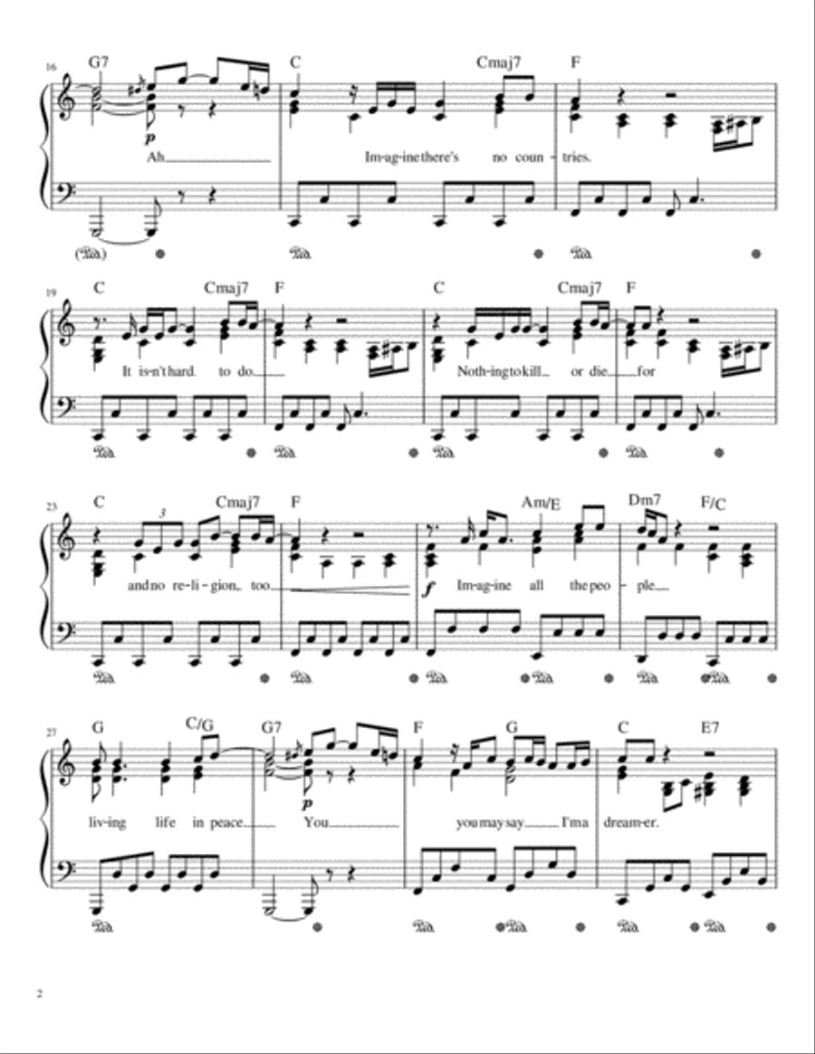 Imagine Piano Solo scores gallery preview page 2
