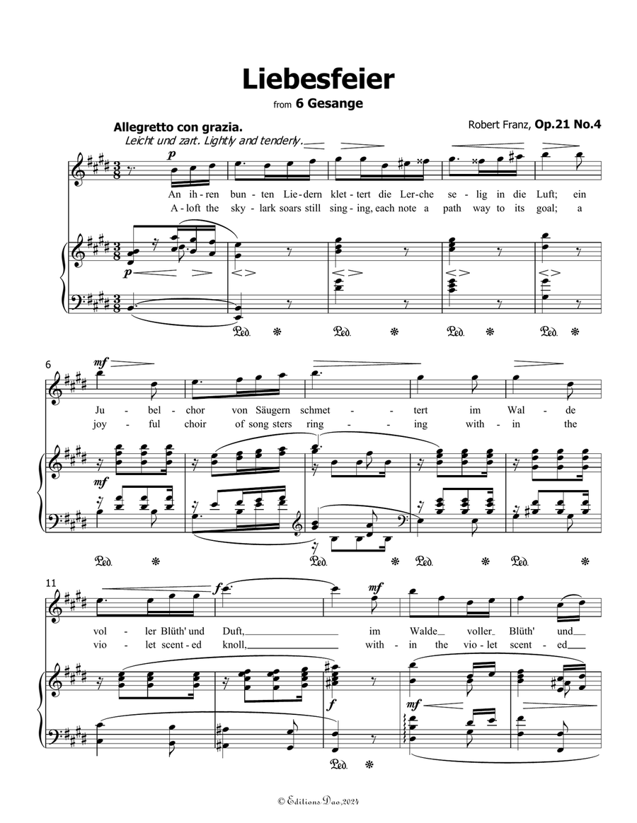 Liebesfeier, by Robert Franz, in E Major Voice scores gallery preview page 3