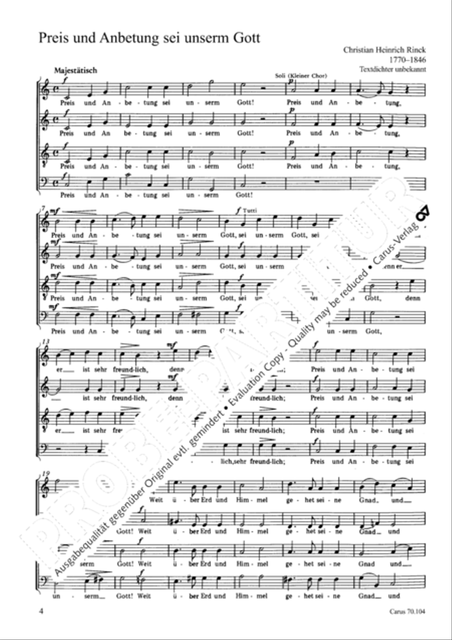 Rinck: Vater unser; Preis und Anbetung Score scores gallery preview page 3
