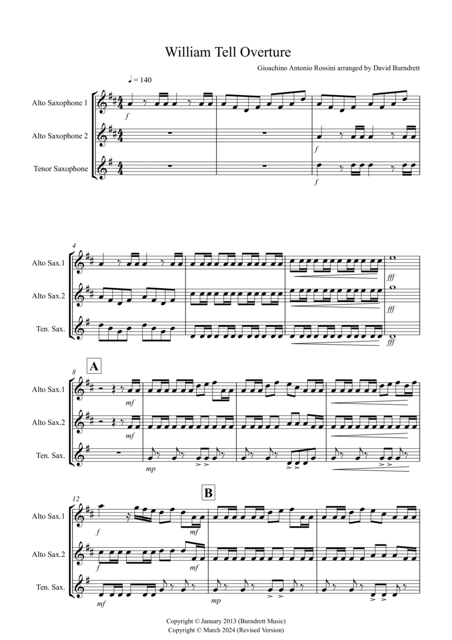 William Tell Overture for Saxophone Trio Woodwind Trio scores gallery preview page 1
