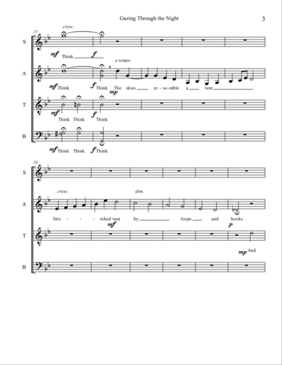 Gazing Through the Night 4-Part scores gallery preview page 3