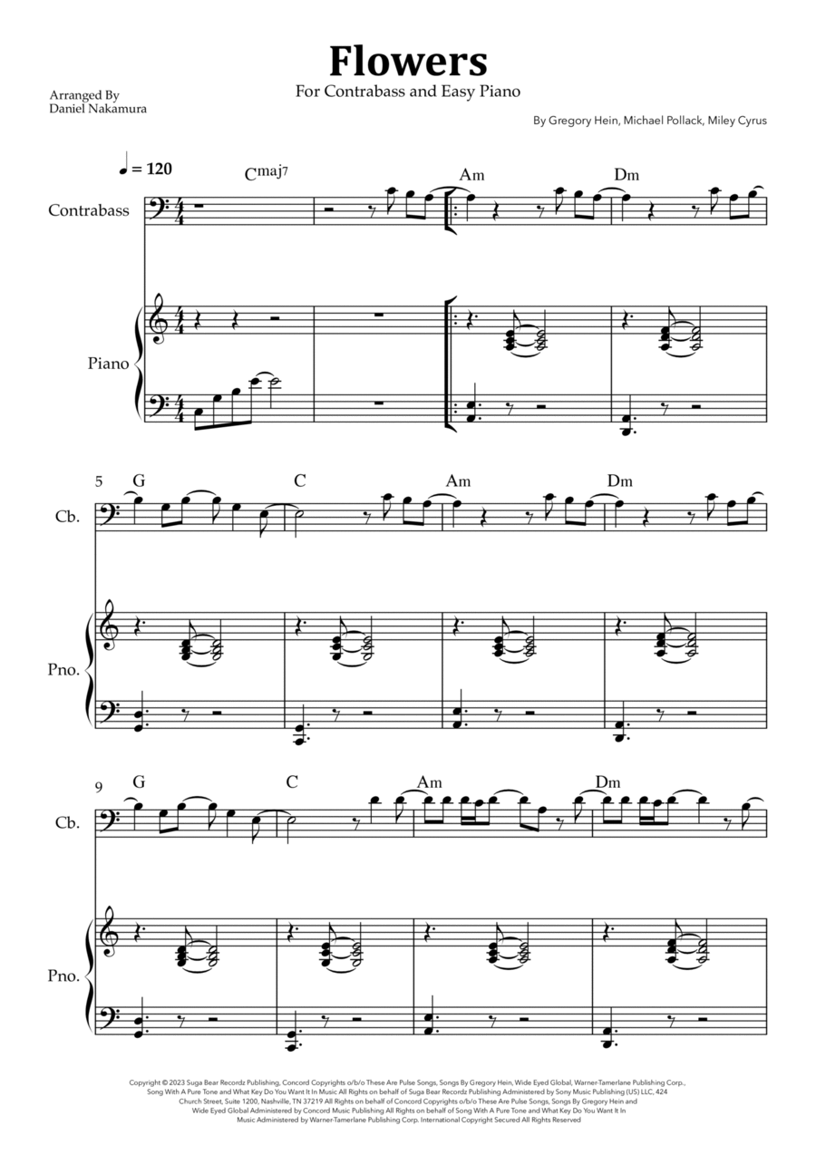 Flowers Double Bass scores gallery preview page 1