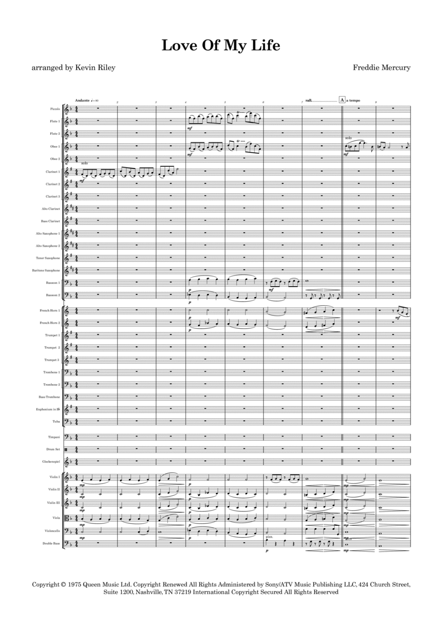 Love Of My Life Full Orchestra scores gallery preview page 1