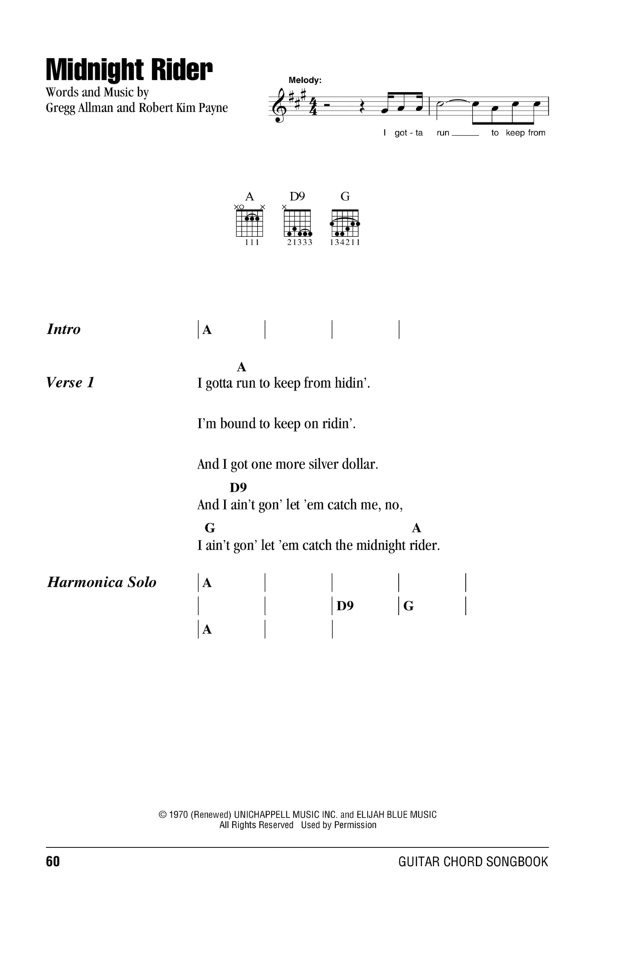 Midnight Rider Midnight Rider Acoustic Guitar scores gallery preview page 1