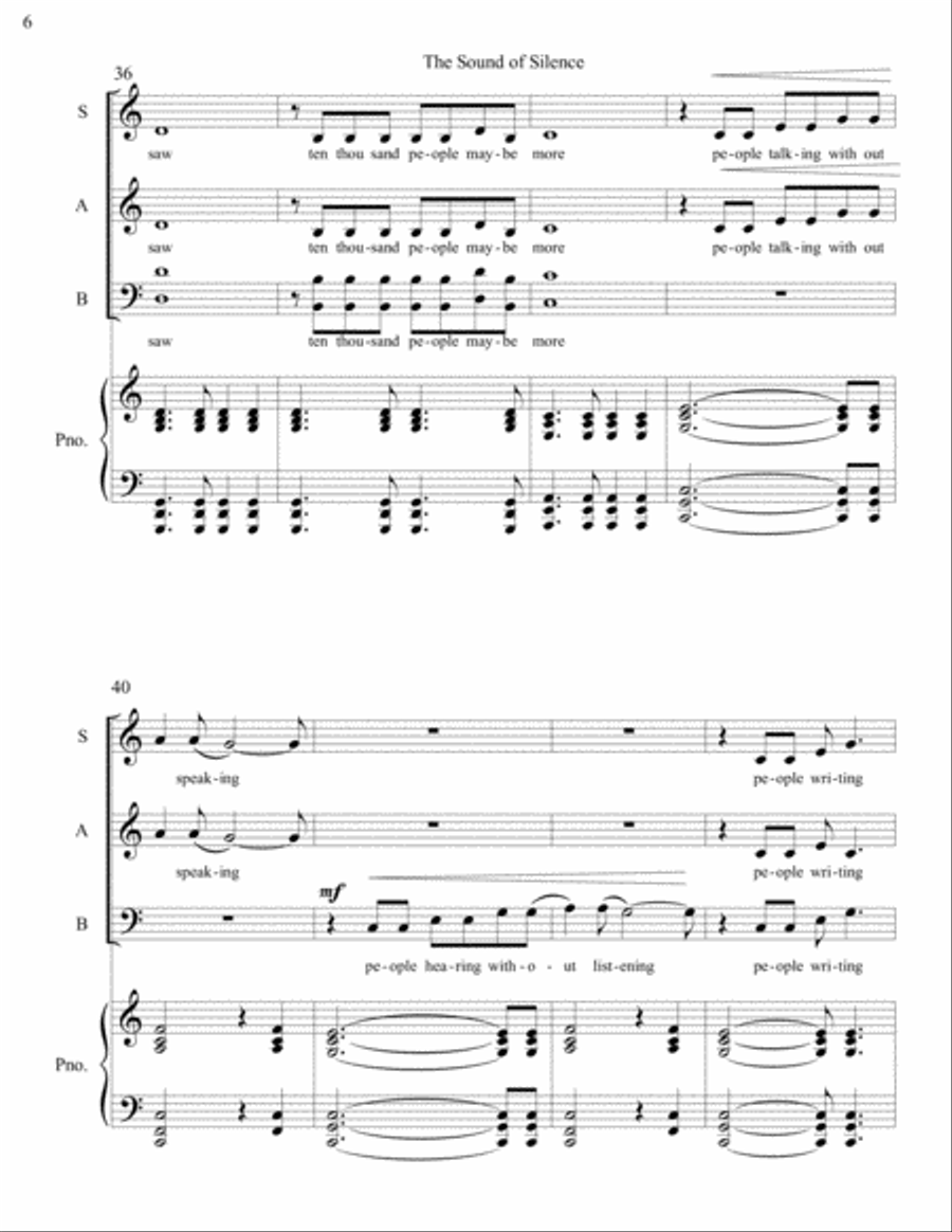 The Sound Of Silence 3-Part scores gallery preview page 6