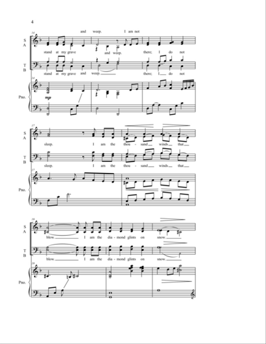 Do Not Stand at My Grave and Weep 4-Part scores gallery preview page 7