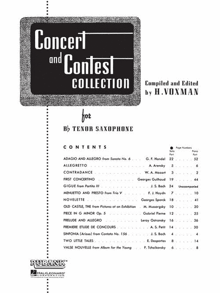 Concert and Contest Collection for Bb Tenor Saxophone