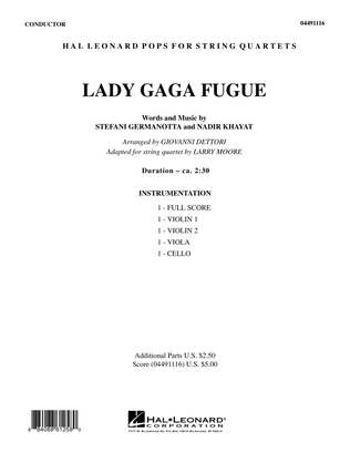 Book cover for Lady Gaga Fugue - Full Score