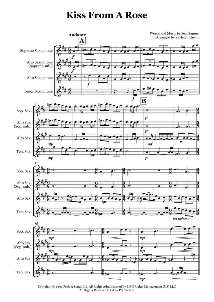 Kiss From A Rose Woodwind Trio scores gallery preview page 1