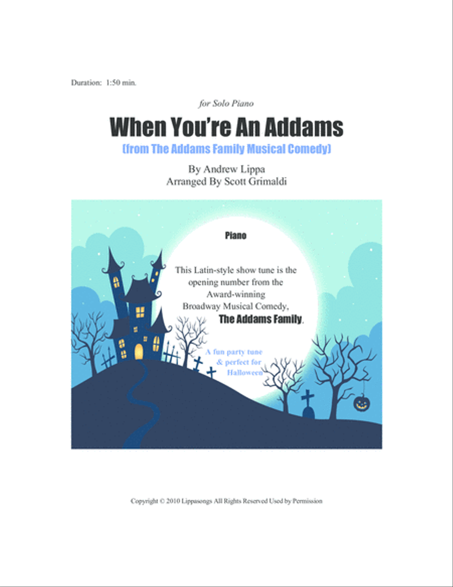 When You're An Addams Piano Solo scores gallery preview page 1