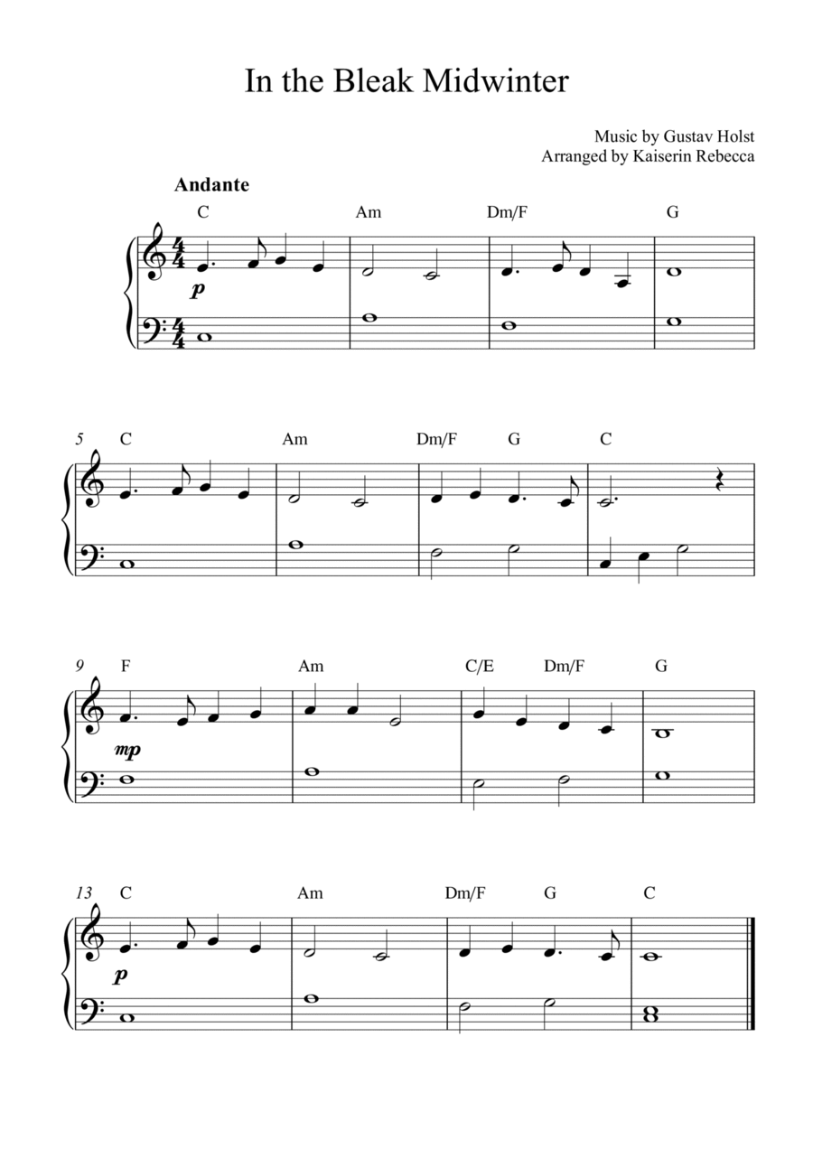In the Bleak Midwinter In the Bleak Midwinter Piano Method scores gallery preview page 1