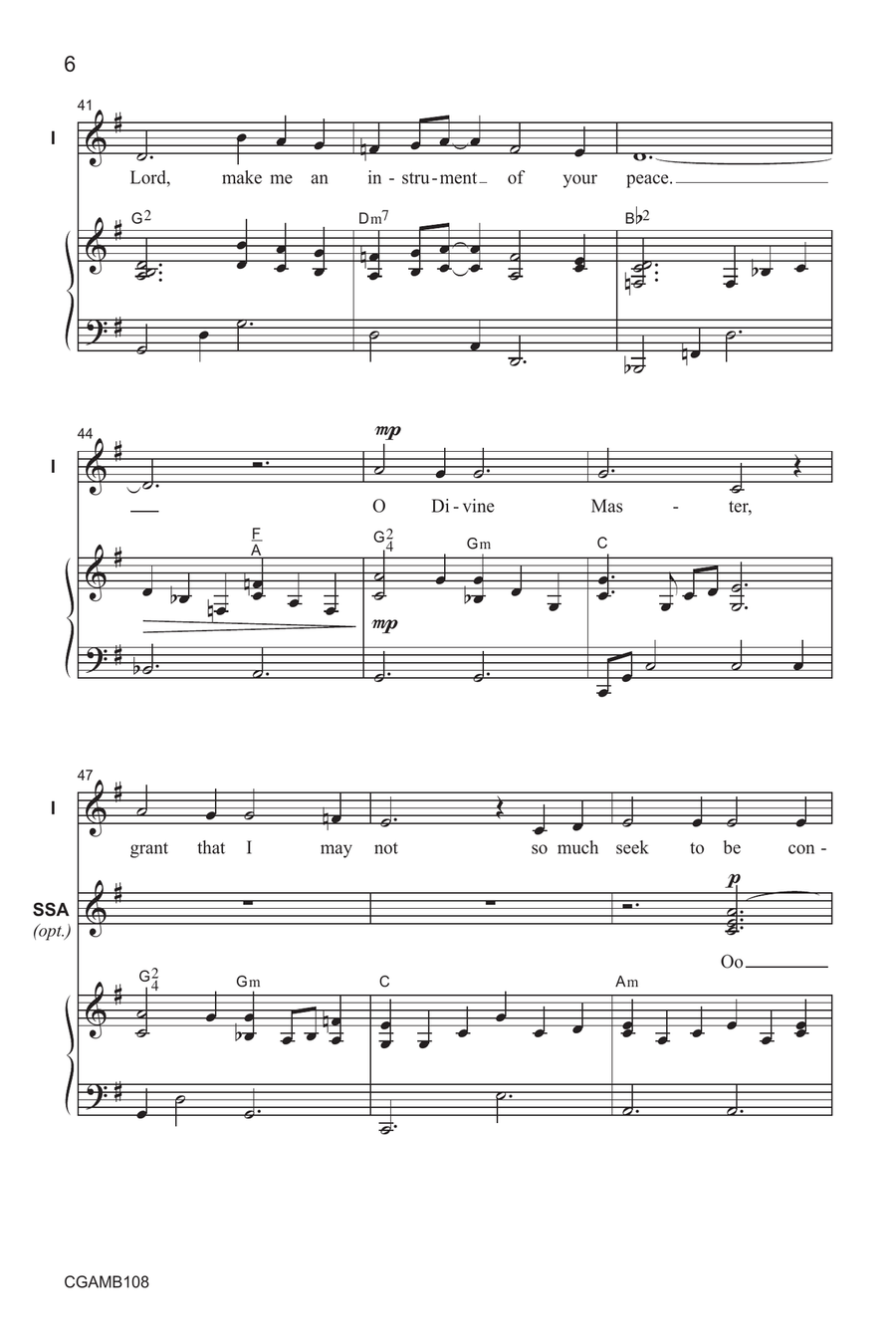 Lord, Make Me an Instrument of Your Peace - Unison with opt. SSA SSA scores gallery preview page 6