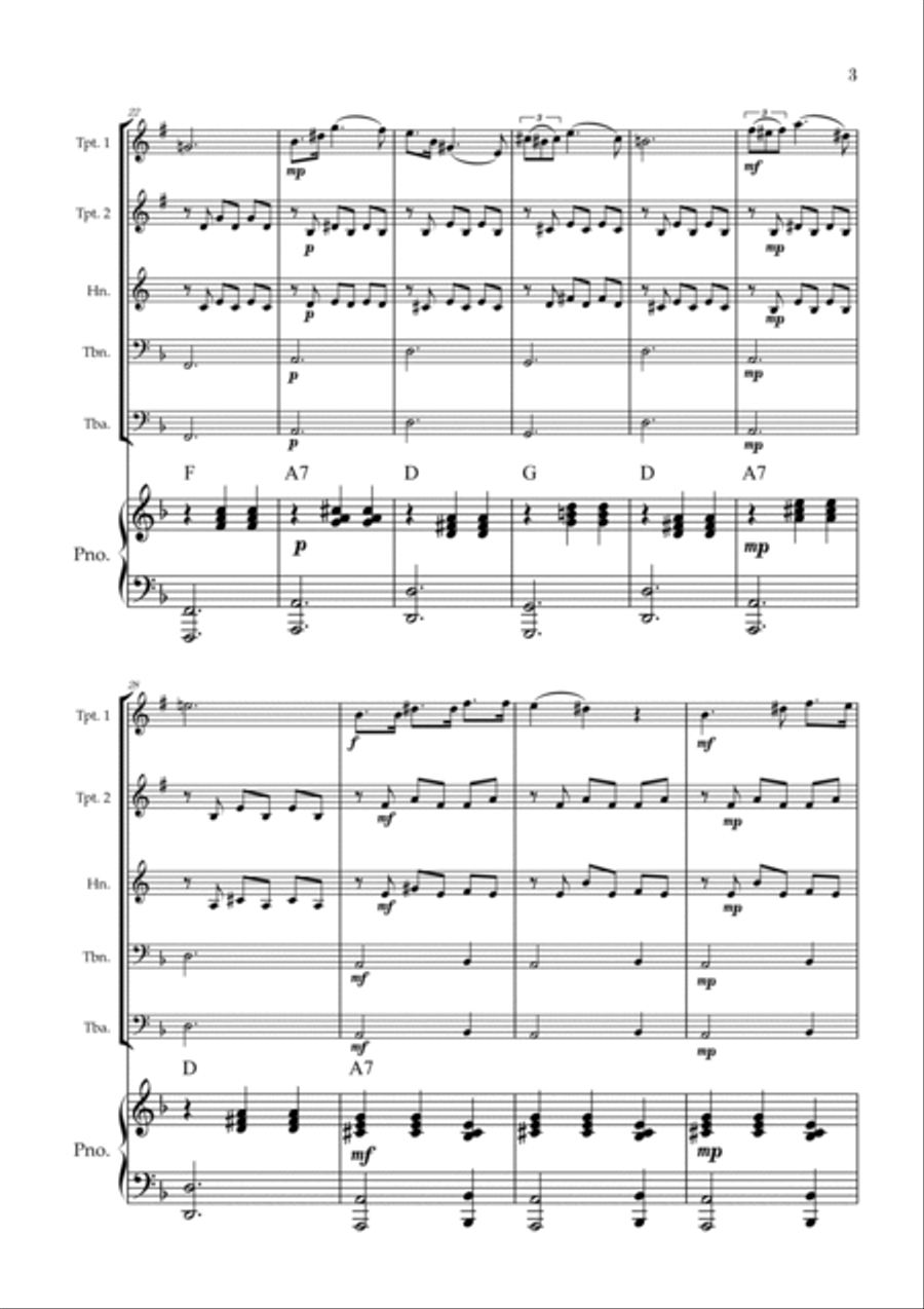 Serenade | Schubert | Brass Quintet | Piano | Chords Brass Quintet scores gallery preview page 3