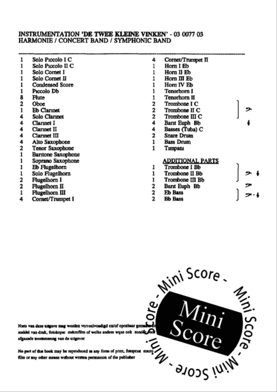 De Twee Kleine Vinken Concert Band scores gallery preview page 4