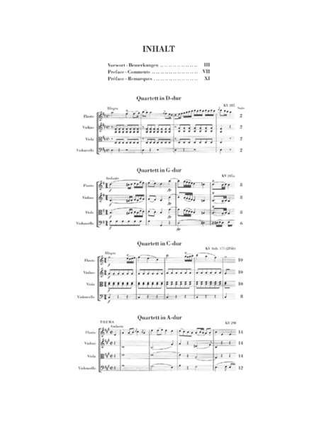 Quartets for Flute, Violin, Viola, and Violoncello
