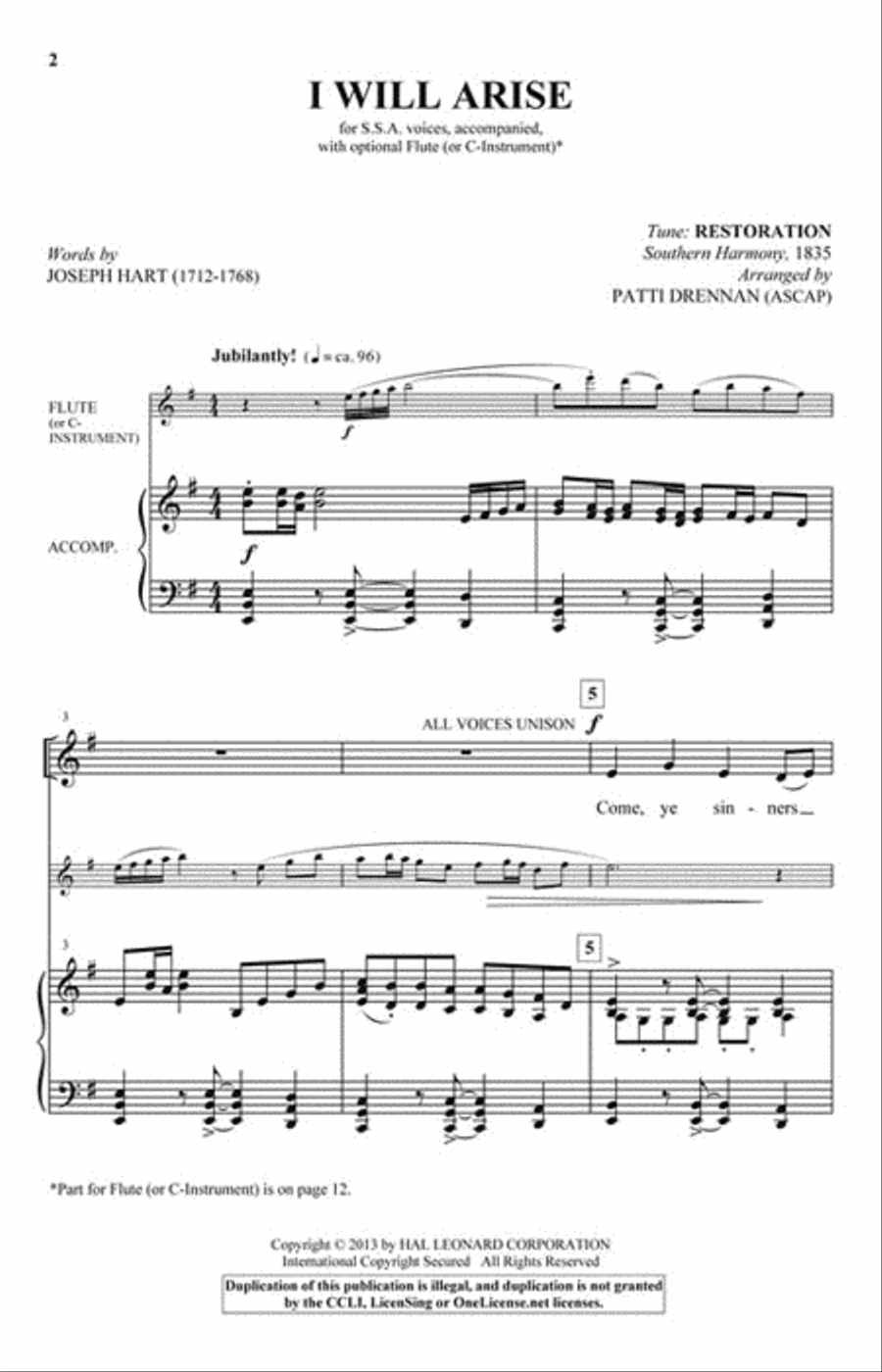 I Will Arise SSA scores gallery preview page 2