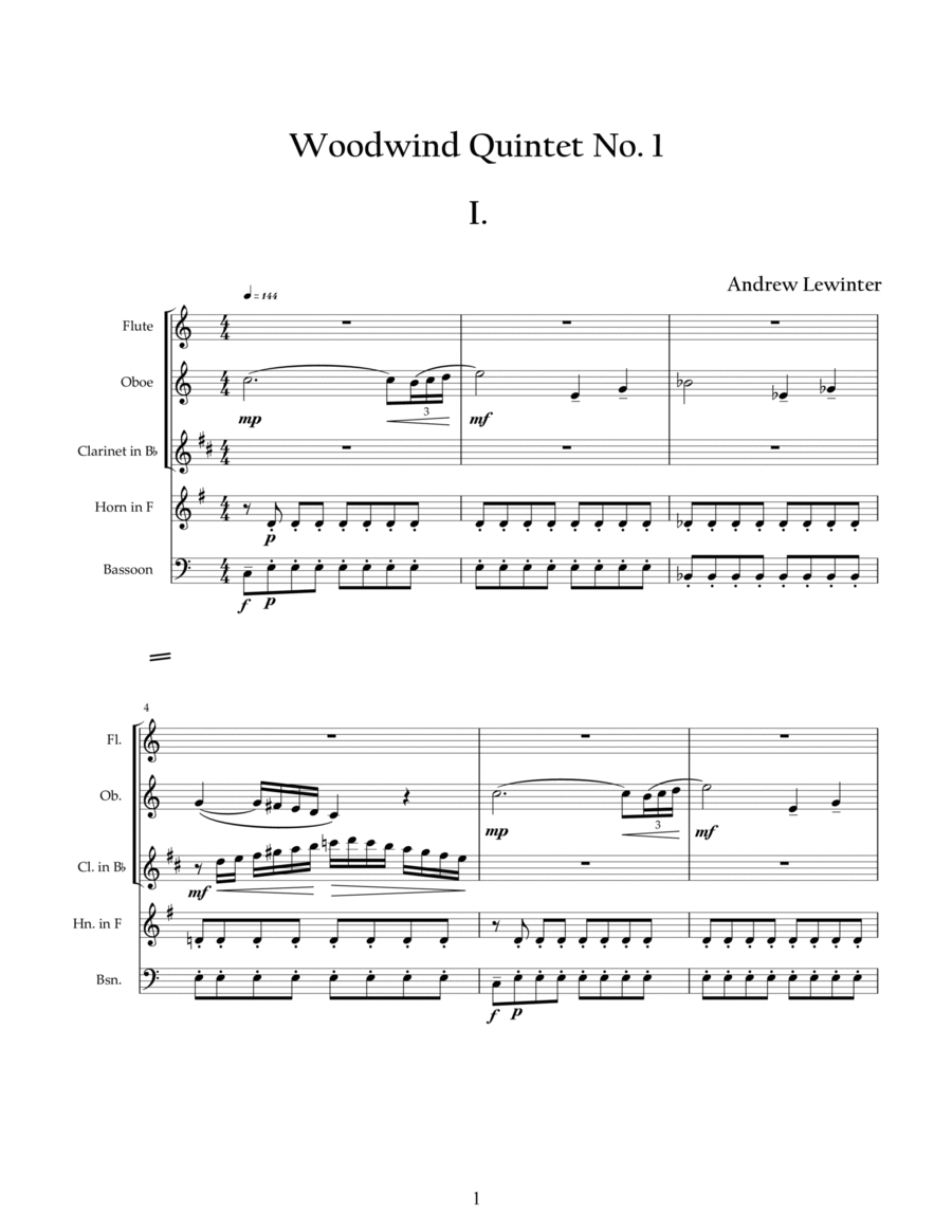 Woodwind Quintet No. 1 Woodwind Quintet scores gallery preview page 1