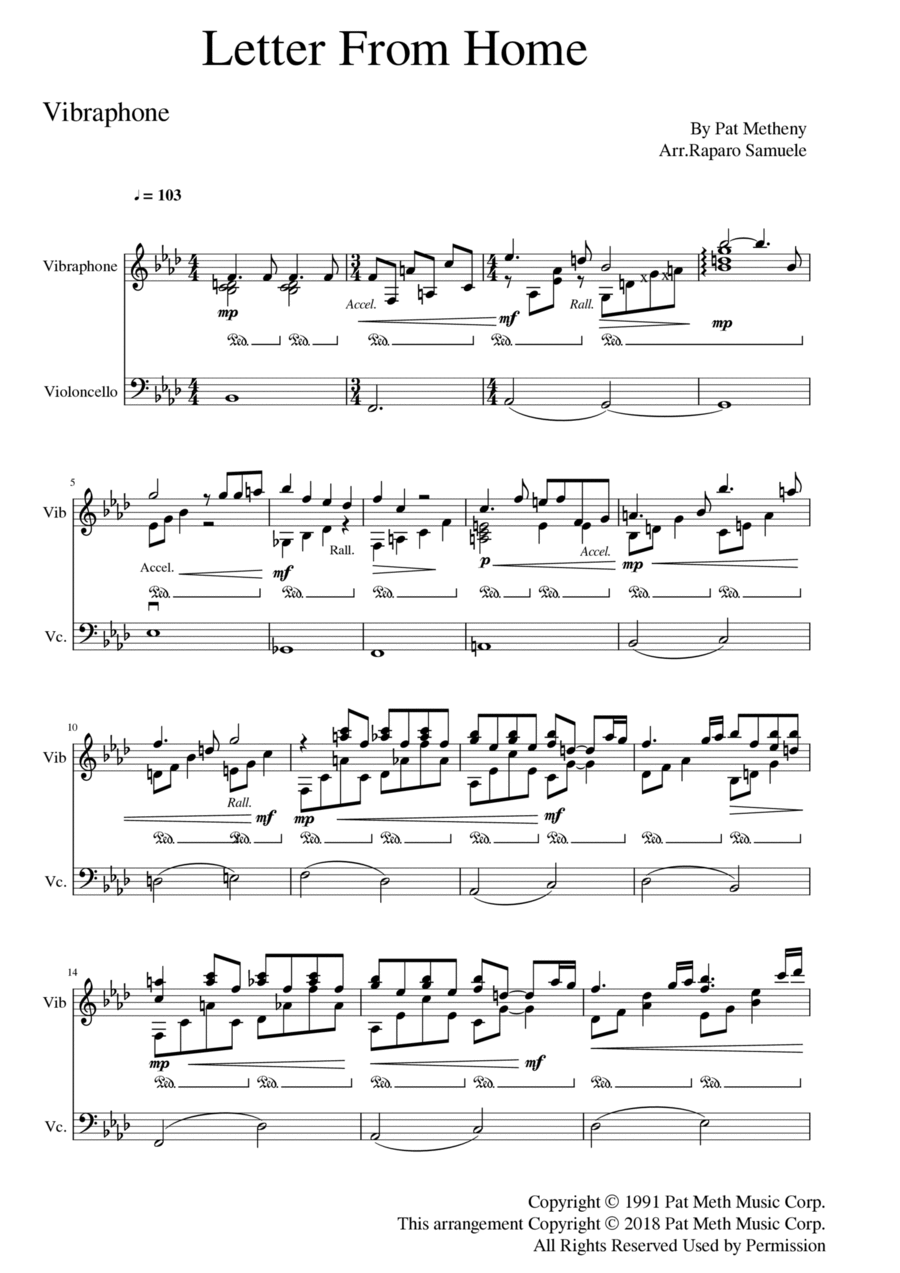 Letter From Home Cello scores gallery preview page 1