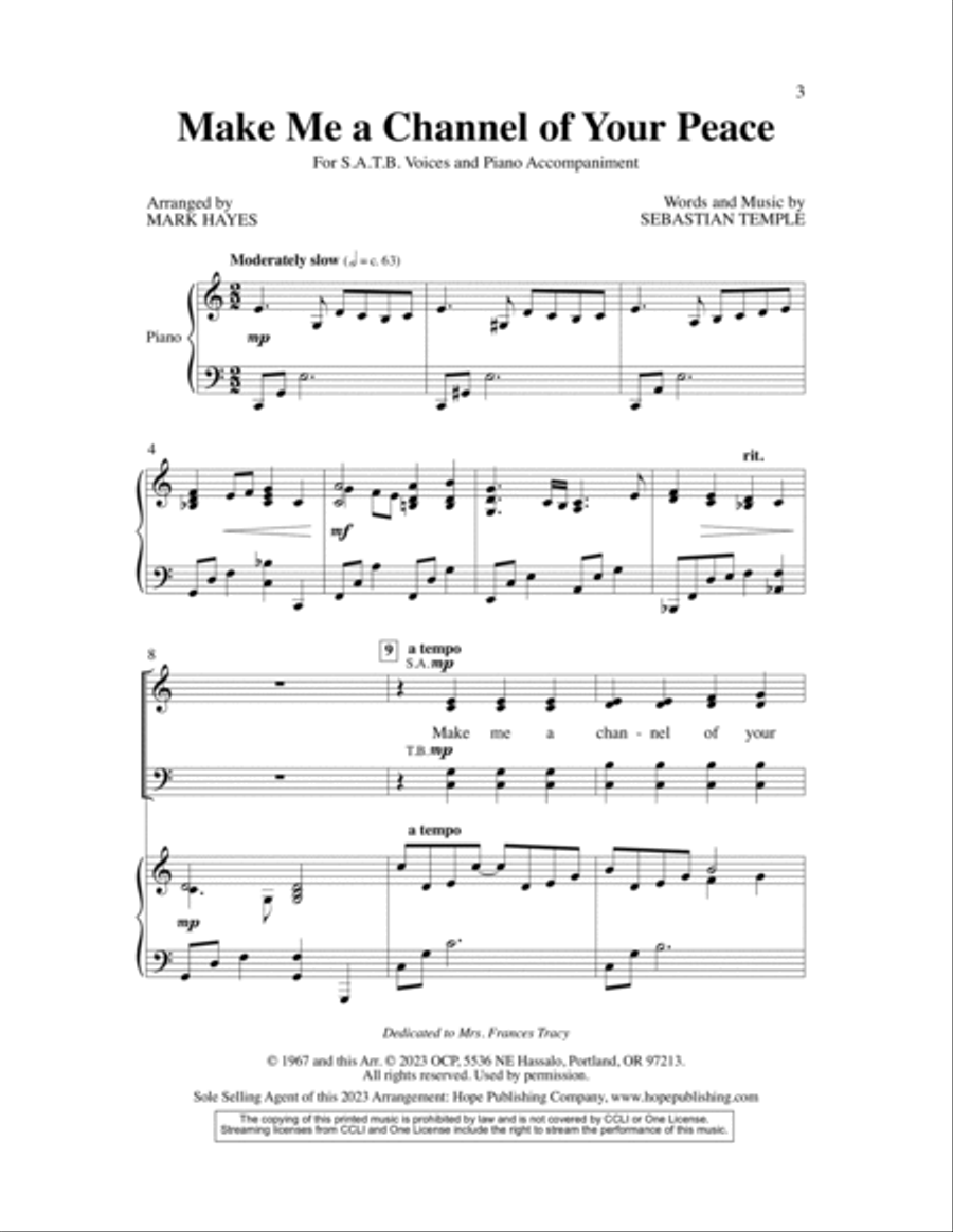 Make Me a Channel of Your Peace 4-Part scores gallery preview page 3