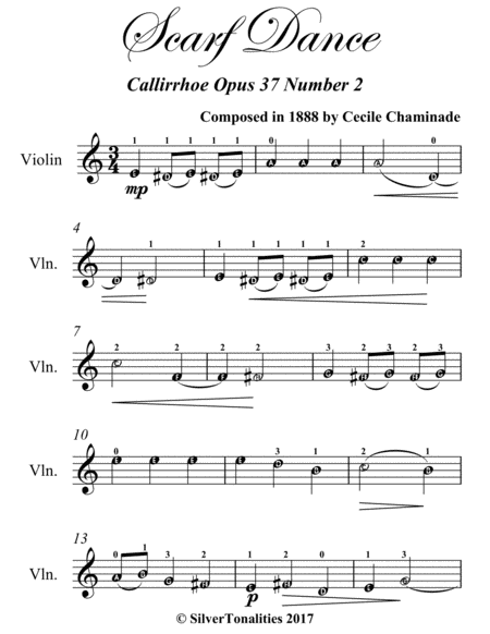 Scarf Dance Callirrhoe Opus 37 Number 2 Easy Violin Sheet Music