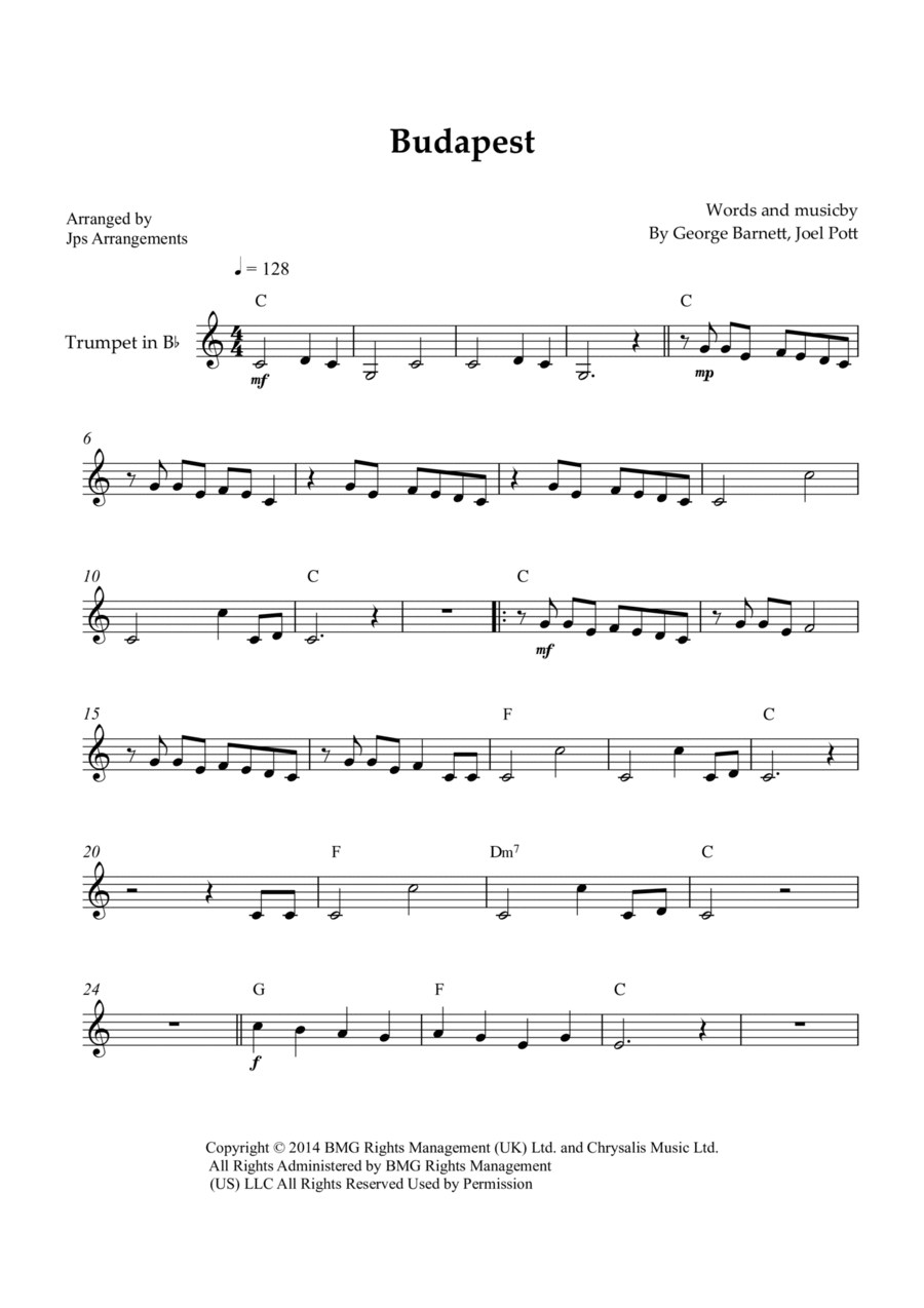 Budapest B-Flat Trumpet scores gallery preview page 1