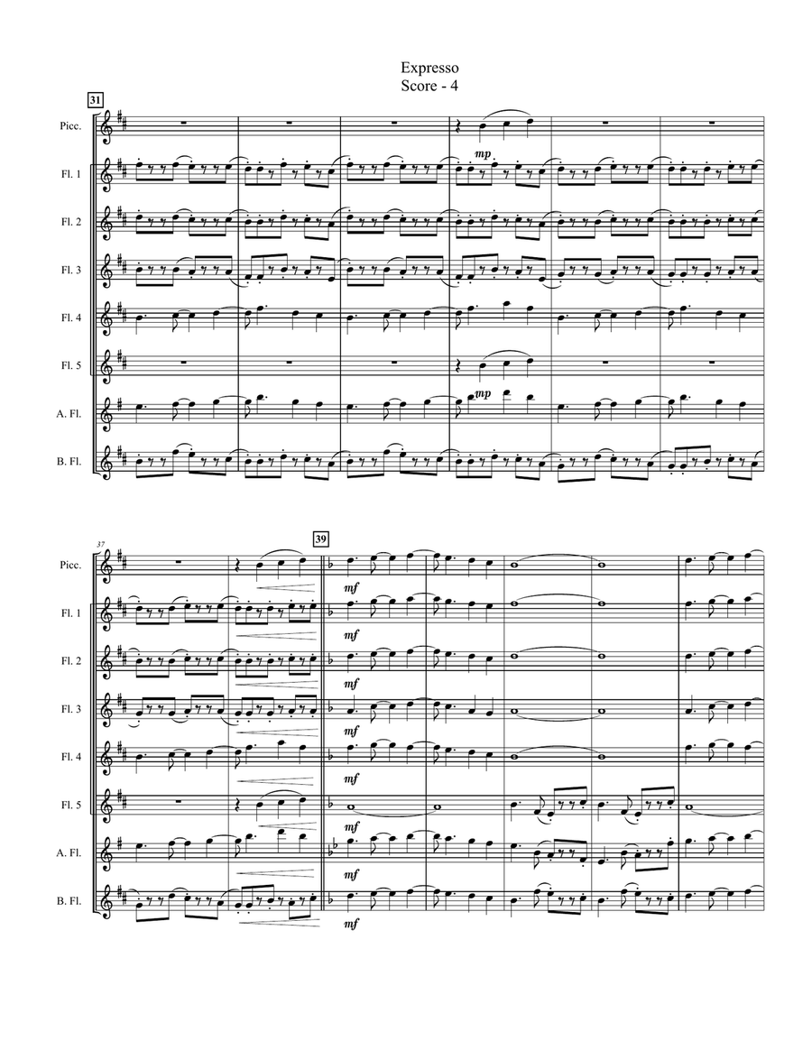Expresso (for Expandable Flute Choir) Flute Choir scores gallery preview page 4
