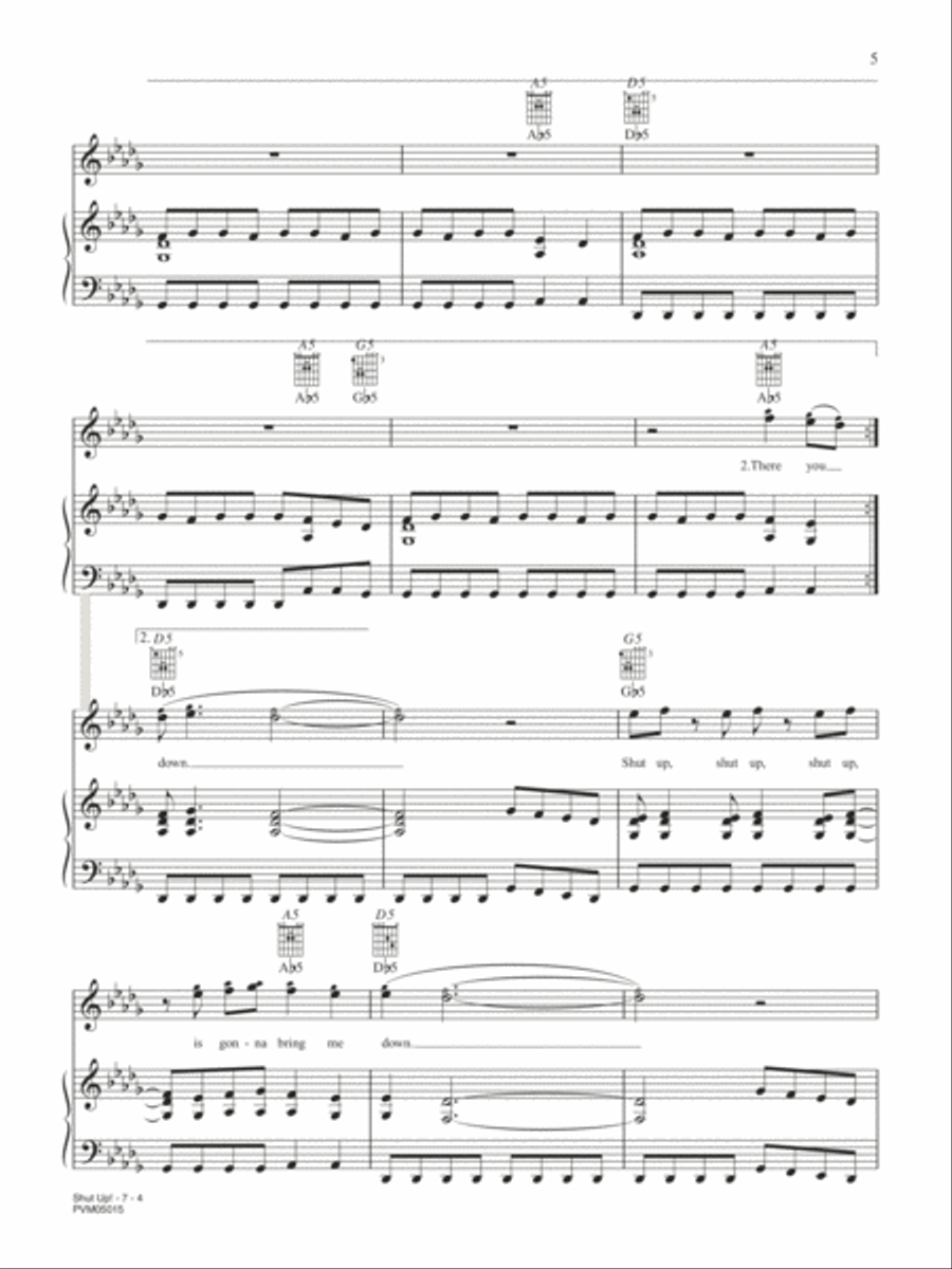 Shut Up! Piano, Vocal, Guitar scores gallery preview page 4