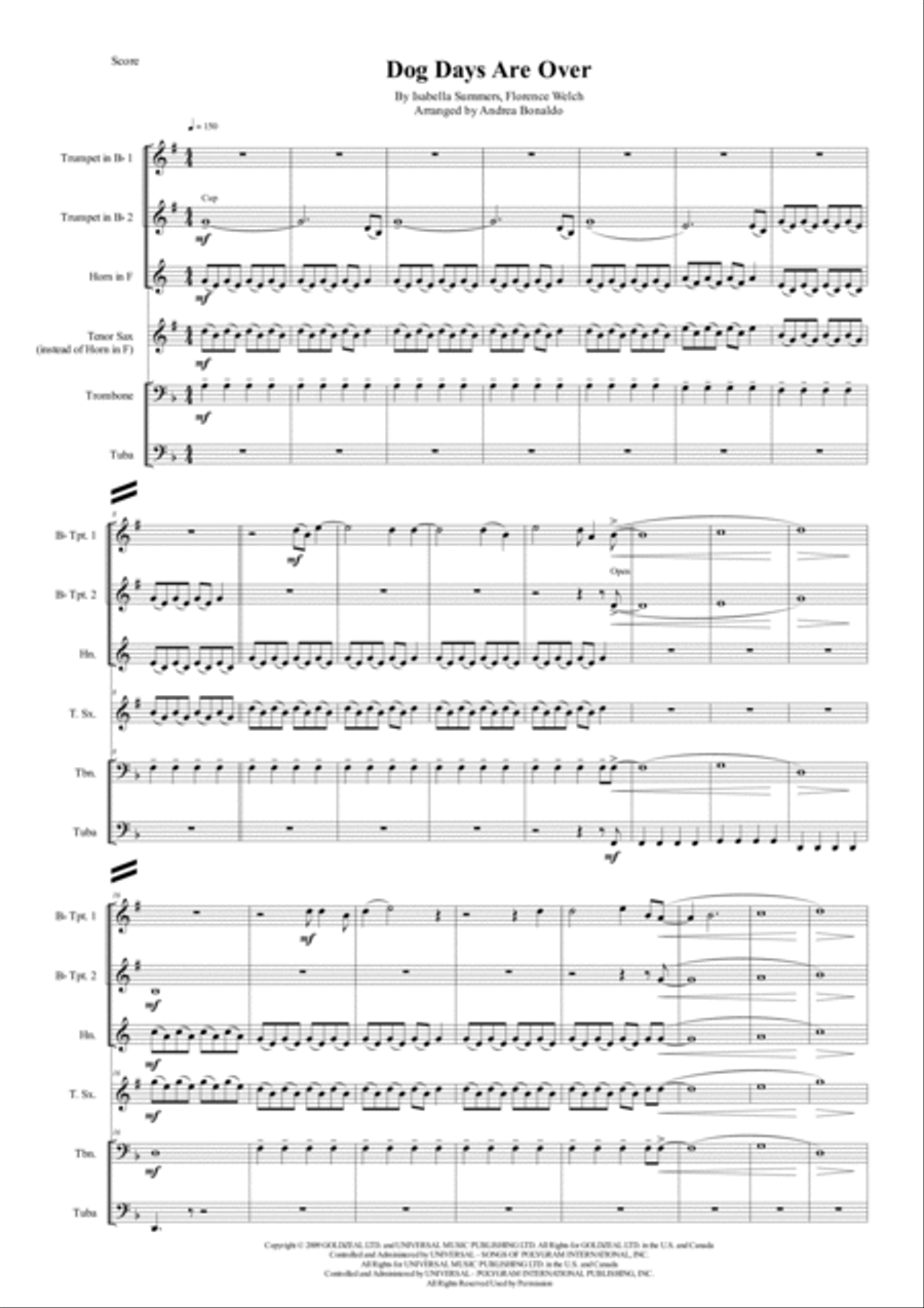 Dog Days Are Over Dog Days Are Over Brass Quintet scores gallery preview page 2