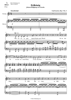 Book cover for Erlkonig, Op. 1 No. 3 (Original key. G minor)