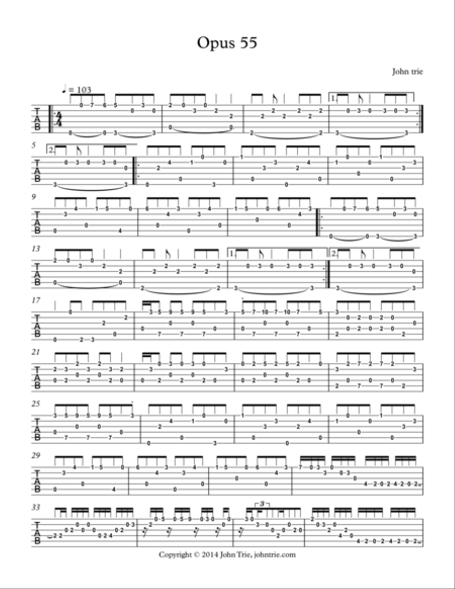 Opus 55 - tablature Opus 55 - tablature Classical Guitar scores gallery preview page 2