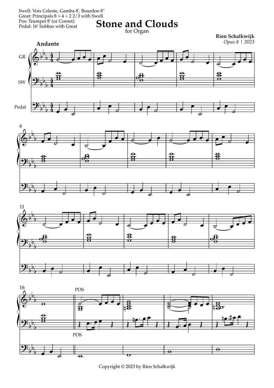 Stone and Clouds (for organ), Opus 8 Organ Solo scores gallery preview page 1