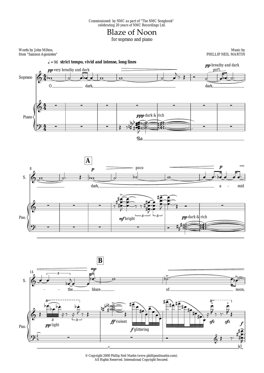 Blaze of Noon (for soprano and piano)