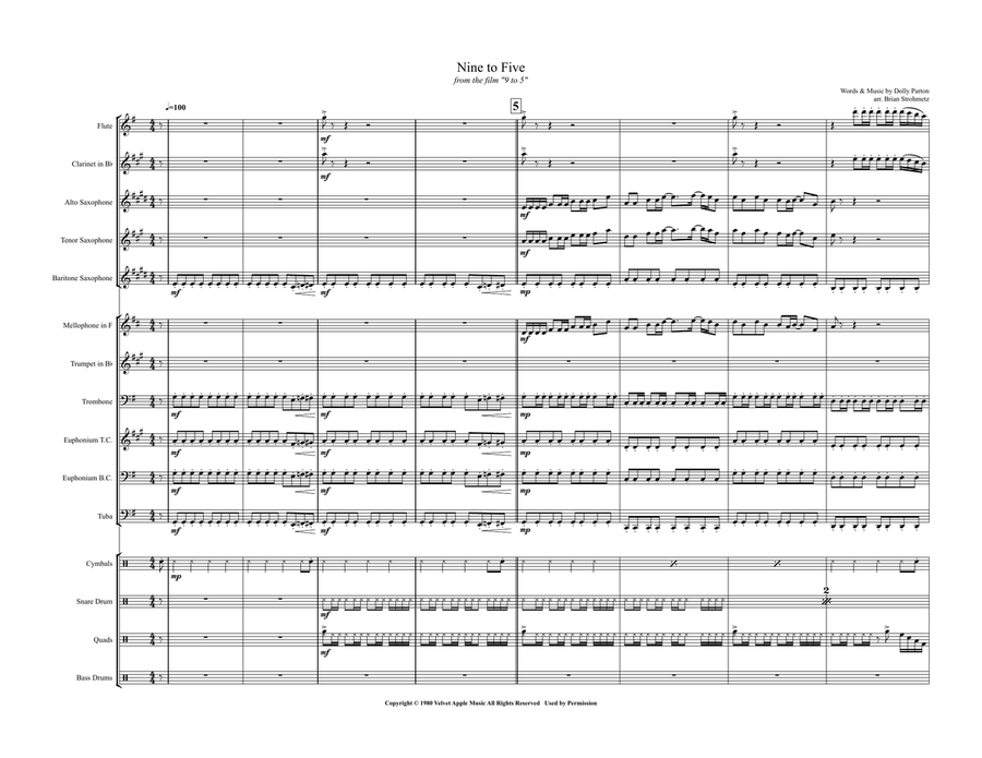 Nine To Five Marching Band scores gallery preview page 3