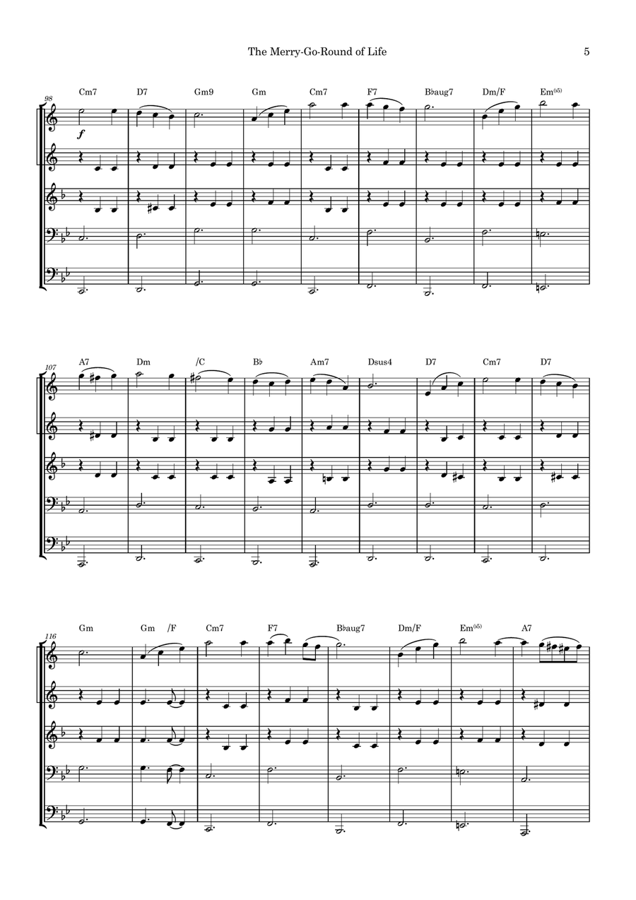 Merry-go-round Of Life Brass Quintet scores gallery preview page 5