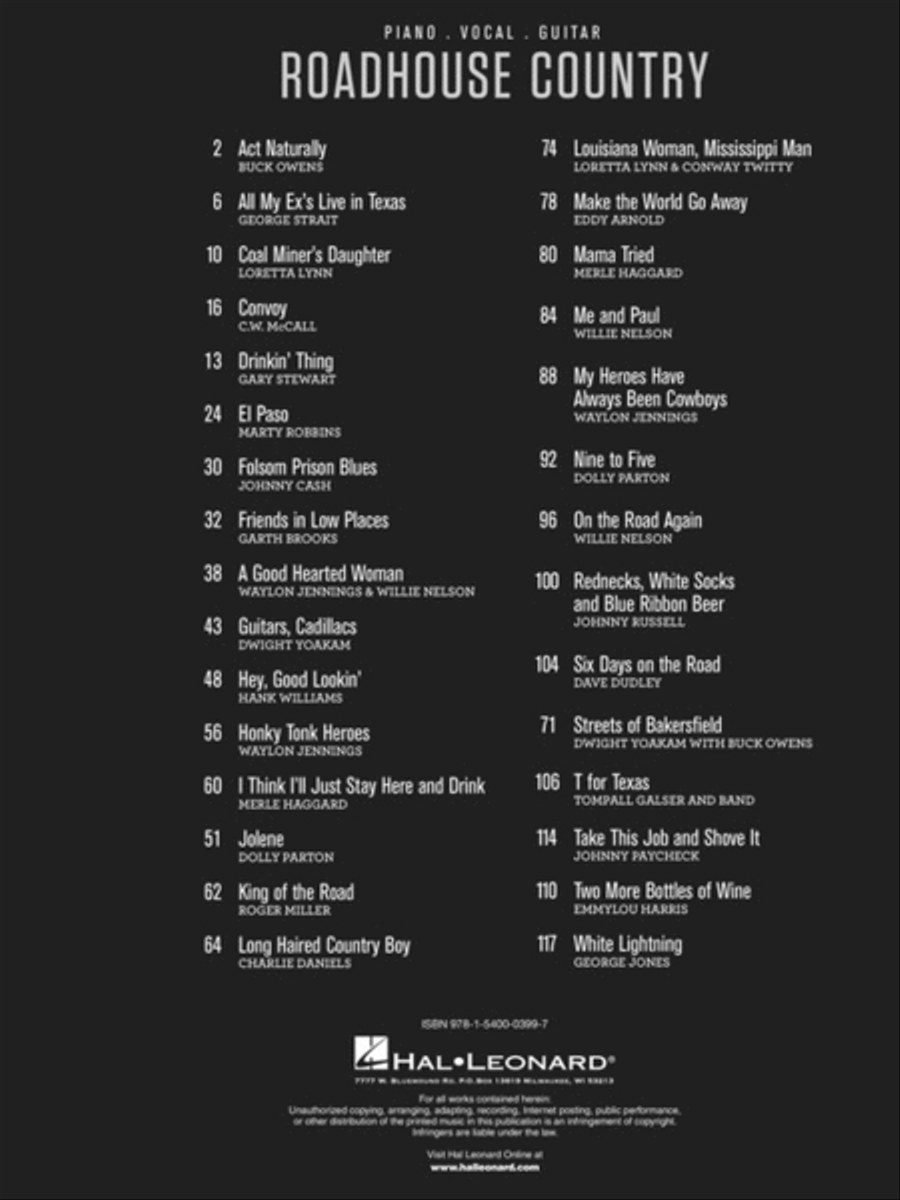 Roadhouse Country Piano, Vocal, Guitar scores gallery preview page 2