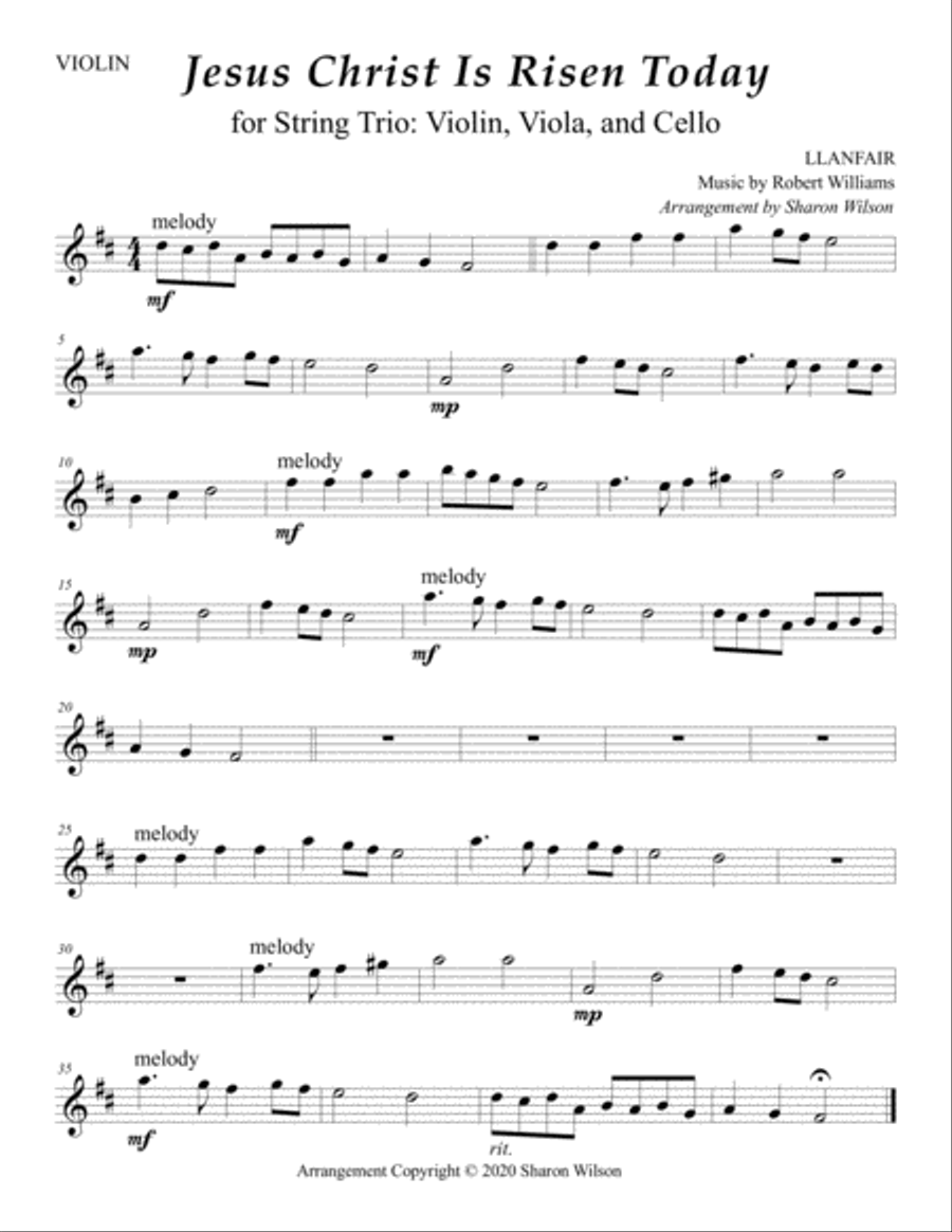 Jesus Christ Is Risen Today (for String Trio – Violin, Viola, and Cello) String Trio scores gallery preview page 2