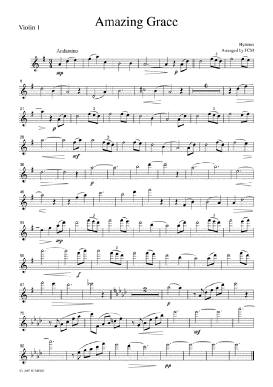 Hymnus Amazing Grace, for string quartet, ML020 image number null