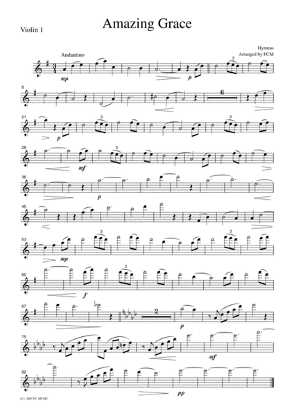 Hymnus Amazing Grace, for string quartet, ML020 image number null