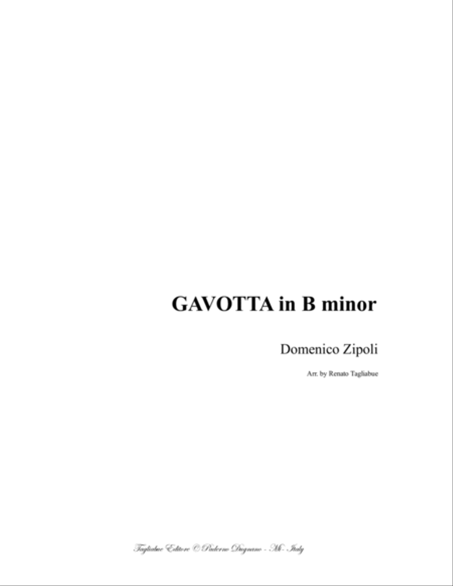 GAVOTTA in B Minor - Zipoli - Arr. for Trumpet in C and String Trio Small Ensemble scores gallery preview page 1